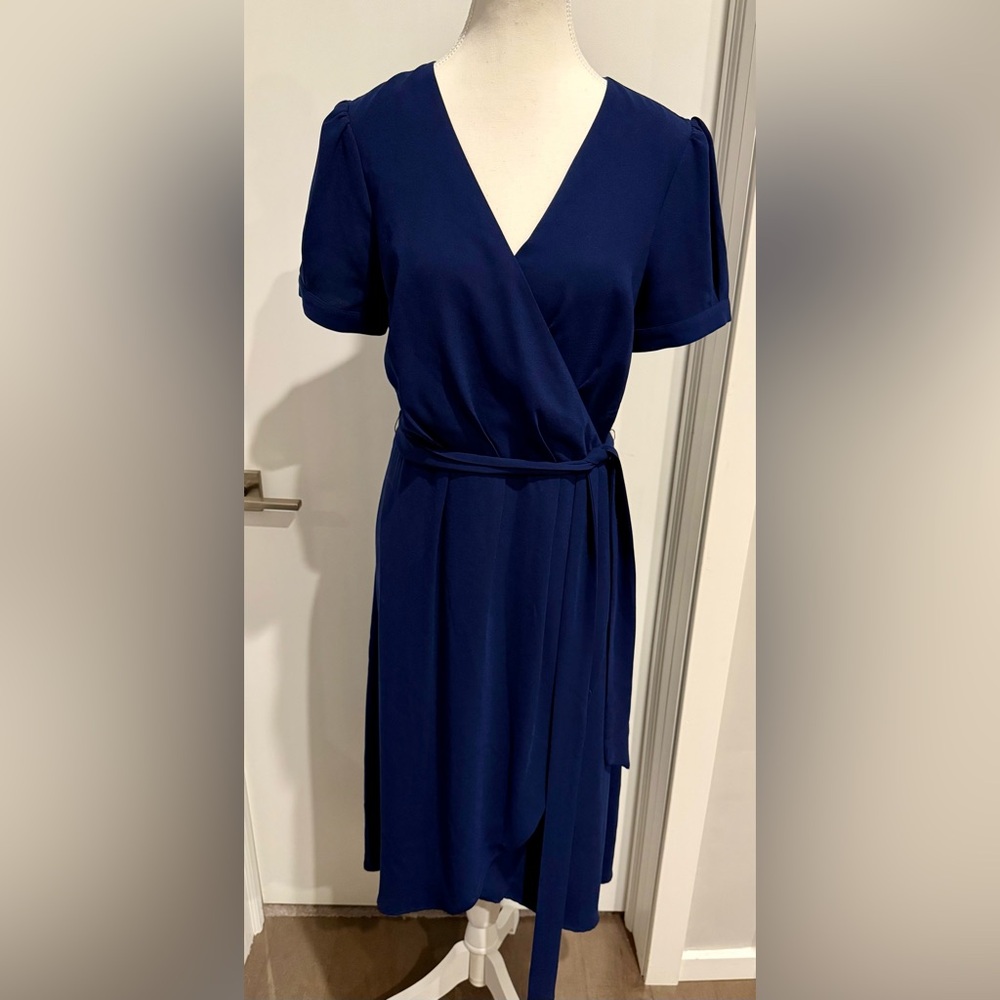 Modcloth Blue Midi Dress, M, faux wrap